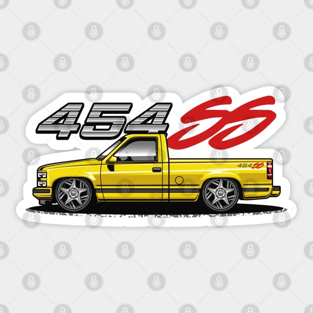 Chevy 454 SS Pickup Truck (Clear Yellow) Sticker by Jiooji Project